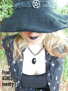 Witchy black onyx chainmail hand crafted necklace