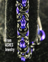 Byzantine chainmail bracelet black and purple