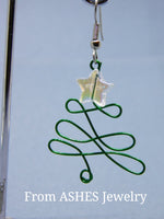 Wire Christmas tree earrings with Iridescent stars